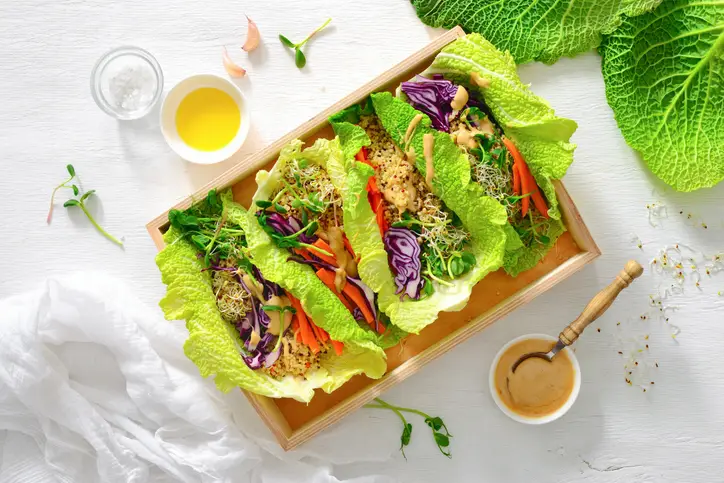 Sprouts In A Lettuce Spring Roll