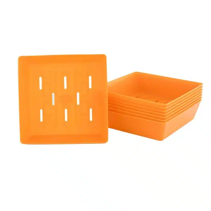 5X5 Shallow Microgreen Trays Orange With Holes