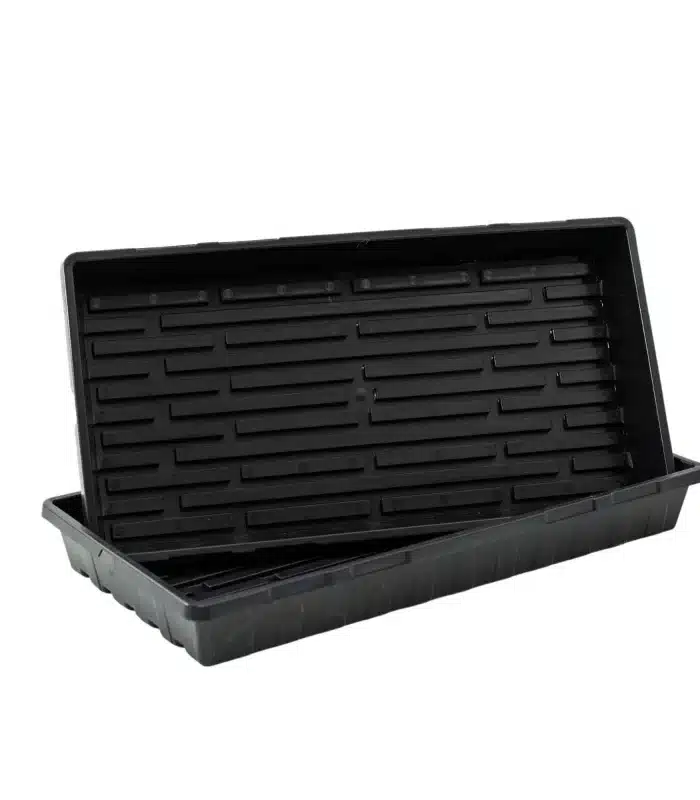 a black rectangular container with a lid open