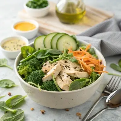 Chicken and Spinach Salad with Broccoli Microgreens