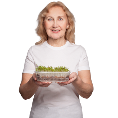 Senior Person Holding Microgreens