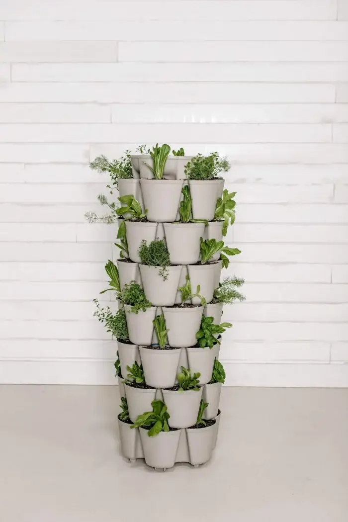 Greenstalk 7 Tier Stone Against Wall